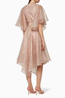 Buy Poca & Poca Pink Metallic Asymmetrical Flounce Dress For Women Online |  Ounass Oman