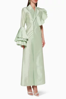 Buy ILLUSTRELLA Green Asymmetric Tuxedo Dress For Women Online