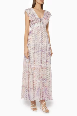 hemant & nandita women's purple vivir maxi dress Buy Hemant & Nandita Purple Vivir Floral Crepe Dress For Women Online