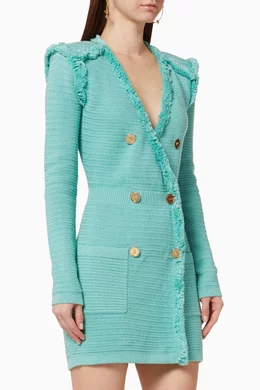 elisabetta franchi double breasted knit dress Buy Elisabetta Franchi Blue Double-Breasted Knit Dress For Women Online