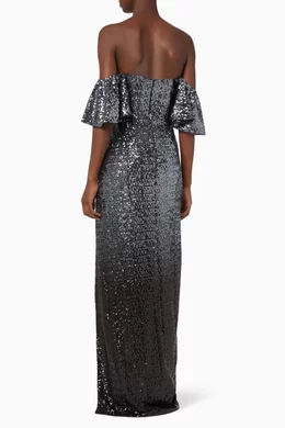 Buy Marchesa Notte Silver Ombre Sequin Column Gown For Women Online |  Ounass Oman