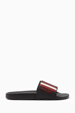 Buy Bally Black Saxor Rubber Slides For Men Online Ounass Oman