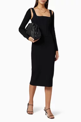 dion lee pointelle corset dress Dion Lee Pointelle-knit Corset Mini Dress Black Size S