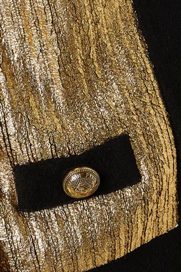 Buy Balmain Gold Coated Velvet Jacket For Women Online Ounass Oman - Main Image