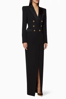 Buy Balmain Black Button Embellished Wool Blazer Dress For Women Online Ounass Oman