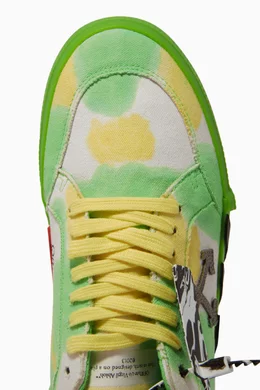 Buy Off-White Green Tie-Dye Vulcanized Sneakers in Canvas  display picture 3