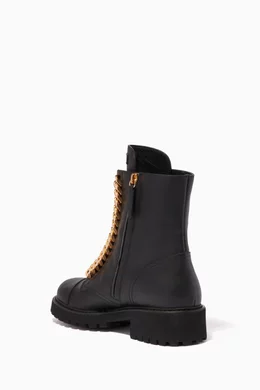 Buy Giuseppe Zanotti Black Combat Boots in Leather For Women Online Ounass Oman