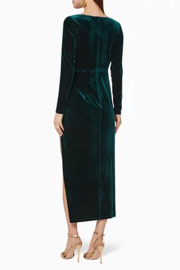 Buy Elle Zeitoune Green Corrine Velvet Dress For Women Online
