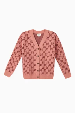 Buy Gucci Pink GG Wool Cardigan For Girls Online Ounass Oman