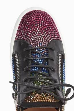 Buy Giuseppe Zanotti Black Doris Low Top Sneakers in Crystal Embellished Leather For Women Online Ounass Oman