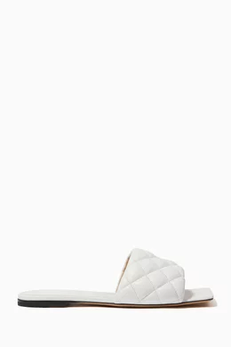 Buy Bottega Veneta White Padded Slide Sandals in Nappa For Women