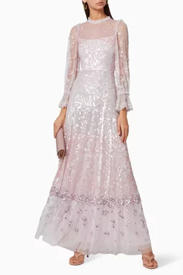 needle & thread patchwork sequin dress Needle & Thread Patchwork Sequin Cami Gown, BHLDN Size 4