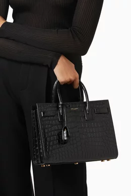 Buy SAINT LAURENT Black Sac De Jour Baby Tote Bag In Embossed Croc embossed Leather For Women Online Ounass Oman