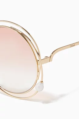 Chloé Carlina Pearl Rose Gold Round Sunglasses, One Size Chloé CE114SPRL 862 Carlina Round Sunglasses – Online Sale UK main image 3