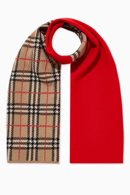 Colour block check merino wool scarf sales