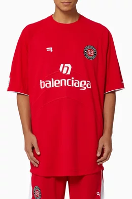 Buy Balenciaga Red Soccer T-shirt in Sporty Mesh Jersey For Men