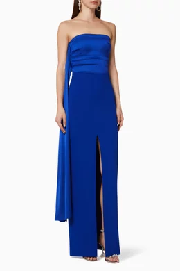 Buy Solace London Blue Harlow Satin & Crepe Maxi Dress For Women Online |  Ounass Oman