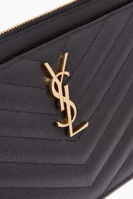Buy SAINT LAURENT Black Cassandre Large Bill Pouch in Matelasse Leather For Women Online Ounass Oman