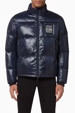 Buy Armani Exchange Blue Icon Period Nylon Down Puffer For Men