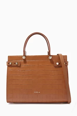 Buy Furla Brown Furla Lady M Tote Bag in Croc-embossed Leather For 