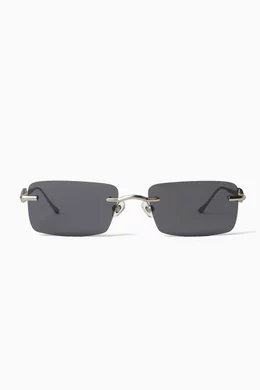 KAREN WAZEN BLACK SQUARE FRAME RIMLESS SUNGLASSES Karen Wazen Shield Tinted Sunglasses - Black Sunglasses  main image 4