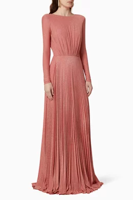 Buy Elisabetta Franchi Pink Pleated Lam Jersey Maxi Dress For Women Online  | Ounass Oman