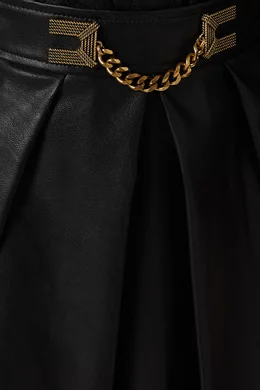 Buy Elisabetta Franchi Black Logo Detail Faux Leather Skirt  display picture 1