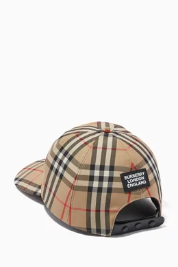 Buy Burberry Neutral Logo Appliqué Baseball Cap in Vintage Check