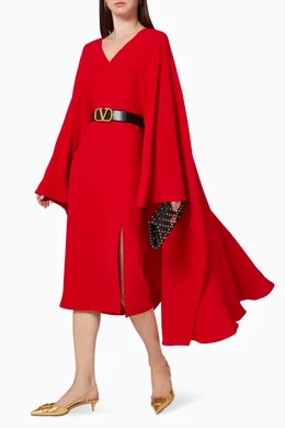 open lace back dress Valentino Iconic Midi Dress with Cape