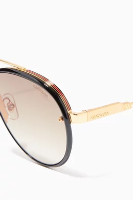 Buy Carrera Black Glory Aviator Sunglasses in Metal Acetate For
