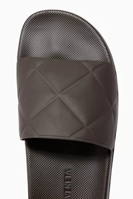 Buy Bottega Veneta Brown Slide Sandals in Quilted Rubber For Men