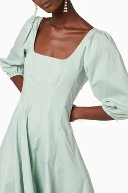 Buy Staud Green Swells Poplin Midi Dress For Women Online | Ounass Oman