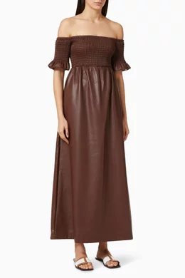 Buy Staud Brown Mae Faux Leather Dress For Women Online | Ounass Oman