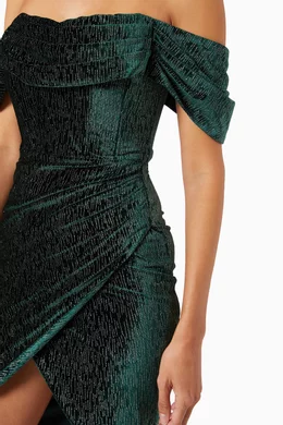 Buy Lavish Alice Green Ruby Holley Bardot Diamante Velvet Dress For Women  Online | Ounass Oman