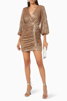 Buy Lavish Alice Gold Ruby Holley Pleated Sequin Dress For Women Online |  Ounass Oman