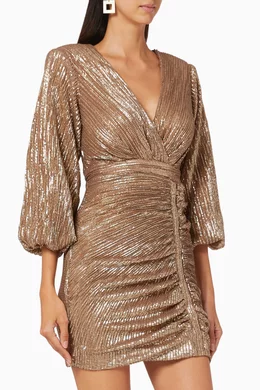 Buy Lavish Alice Gold Ruby Holley Pleated Sequin Dress For Women Online |  Ounass Oman