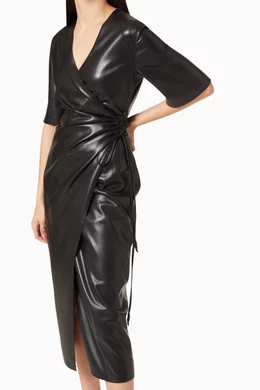 Buy NANUSHKA Black Helisa Vegan Leather Wrap Dress For Women Online |  Ounass Oman