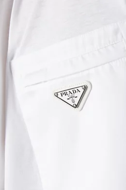 Buy Prada White Triangle Logo Nylon Pocket T-Shirt For Men Online