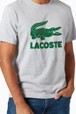 Buy Lacoste Grey Logo Crocodile Cotton T Shirt For Men Online Ounass Oman