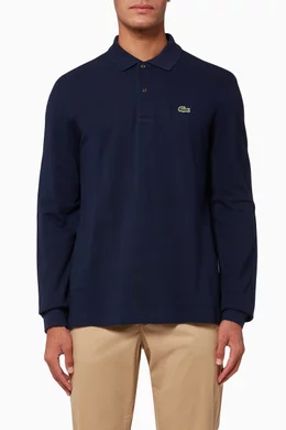 Buy Lacoste Blue L.12.12 Classic Fit Long Sleeve Cotton Polo Shirt For Men Online Ounass Oman