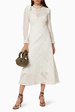 zimmermann brighton panelled lace dress Buy Zimmermann Neutral Brighton Panelled Lace Dress For Women Online