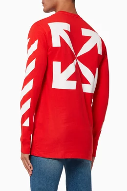 Buy Off-White Red Mona Lisa Long Sleeve Cotton T-Shirt For Men