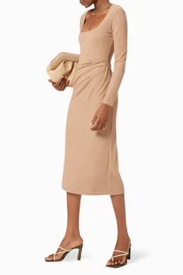 Buy Acler Neutral Highfield Midi Dress in Stretch Knit For Women Online |  Ounass Oman