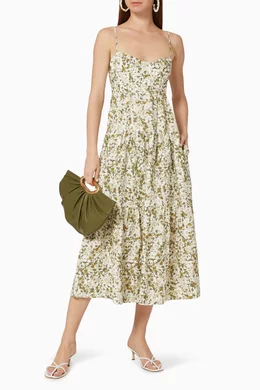 Buy Shona Joy Multicolour Suzette Linen Tiered Midi Dress For Women Online  | Ounass Oman
