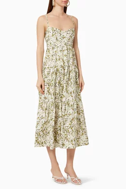 Buy Shona Joy Multicolour Suzette Linen Tiered Midi Dress For Women Online  | Ounass Oman