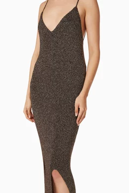 Buy Ganni Brown Glitter Knit Strap Dress For Women Online | Ounass Oman