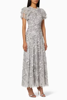 needle and thread grey dress Buy Needle & Thread Silver Shirley Sequin Embellished Gown For Women Online
