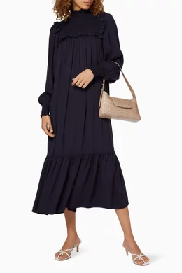 Buy Ghost Blue Harry Viscose Crepe Dress For Women Online Ounass Oman