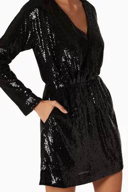 anine bing sequin dress Anine Bing Veneda Mini Dress - Silver Sequin