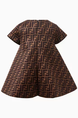 Buy Fendi Brown All-over Monogram Dress in Neoprene For Baby Girls